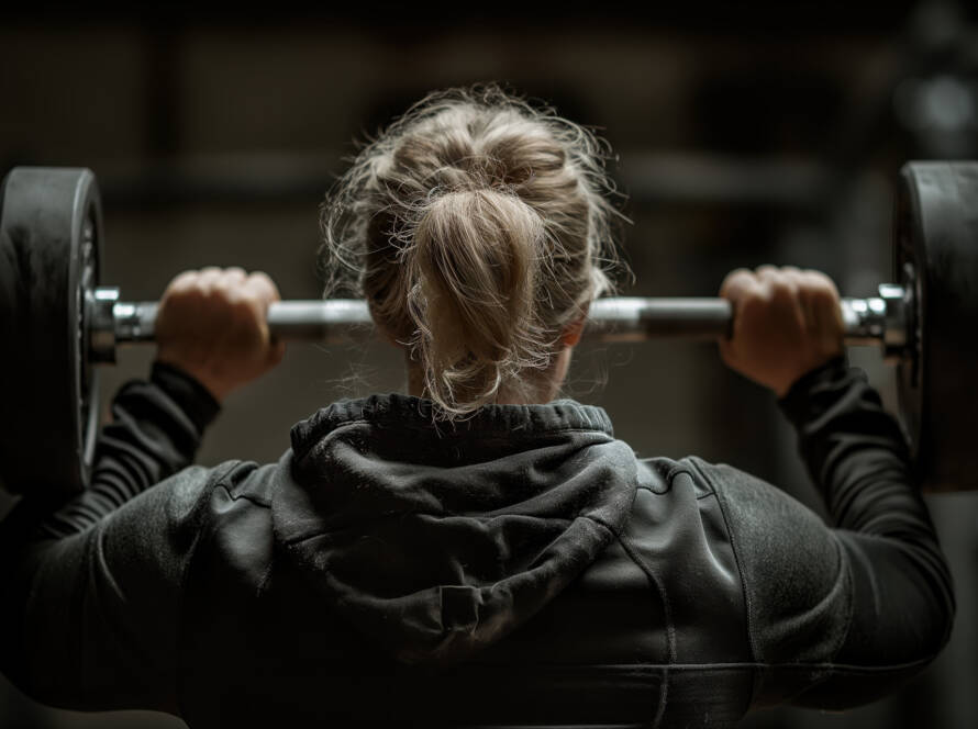 Woman preparing to lift heavy weight